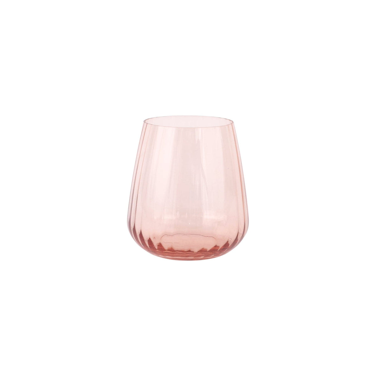 Francesca Double Old Fashioned - Blush, mouthblown blush glass with optic ribbing