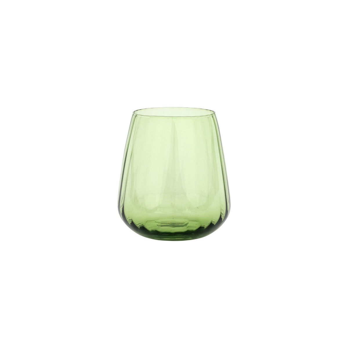 Francesca Double Old Fashioned - Green, mouthblown green glass with optic ribbing