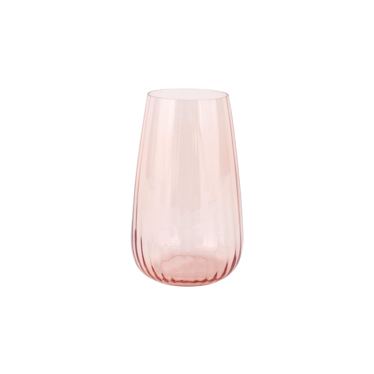 Francesca High Ball - Blush, mouthblown blush glass with optic ribbing