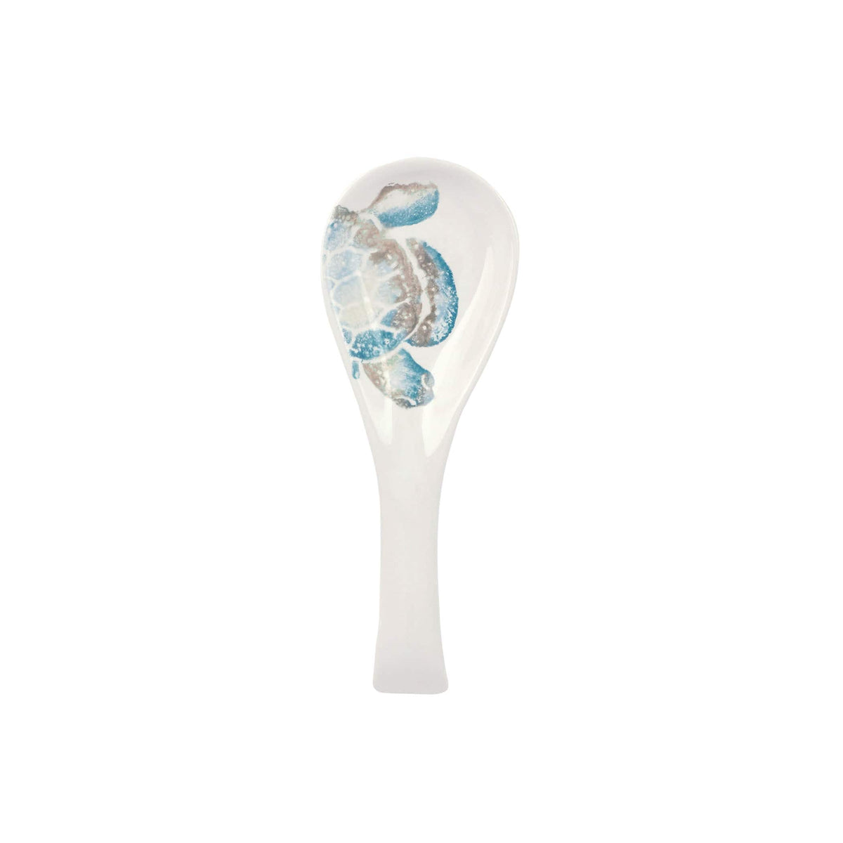 Tartaruga Spoon Rest, hand-painted aqua and taupe sea turtle