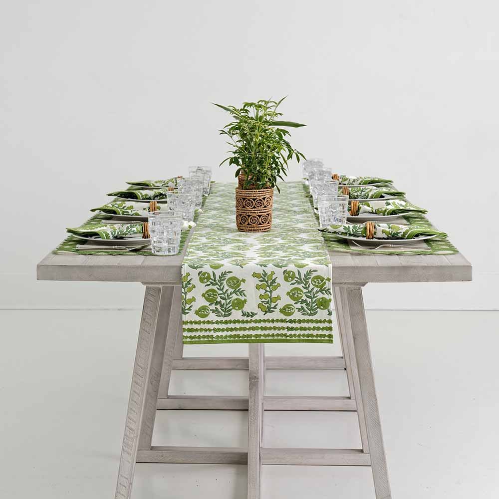 Pom Bells Green Table Runner - Starboard Lane