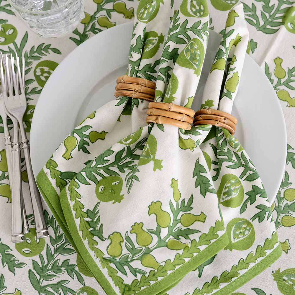 Pom Bells Green Napkin, Set of 4 - Starboard Lane