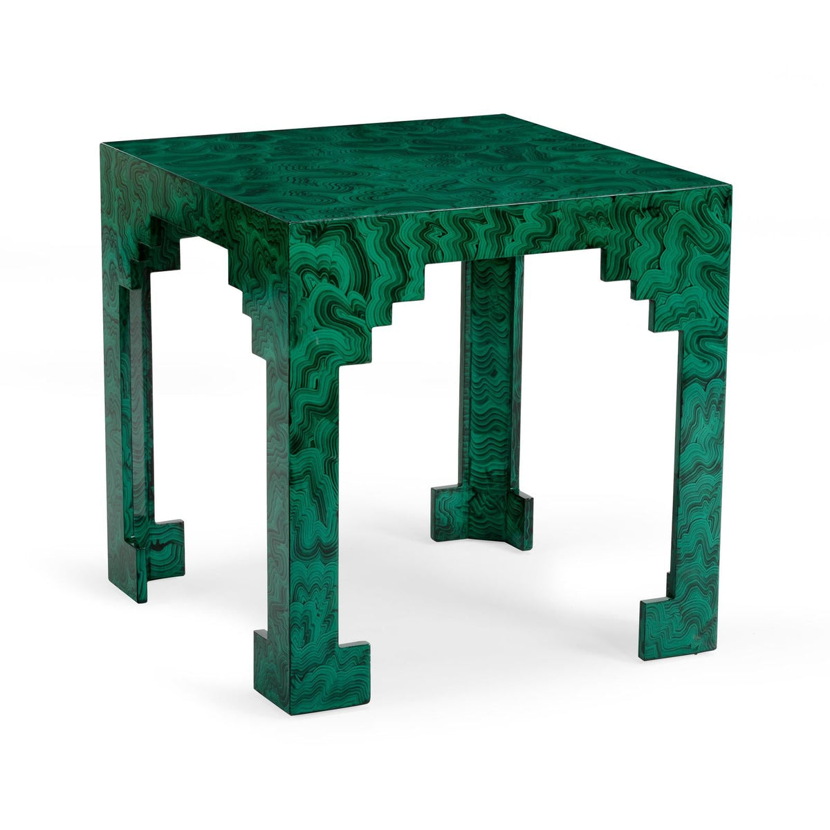 Malachite Cut Corner Table, angled view - Starboard Lane