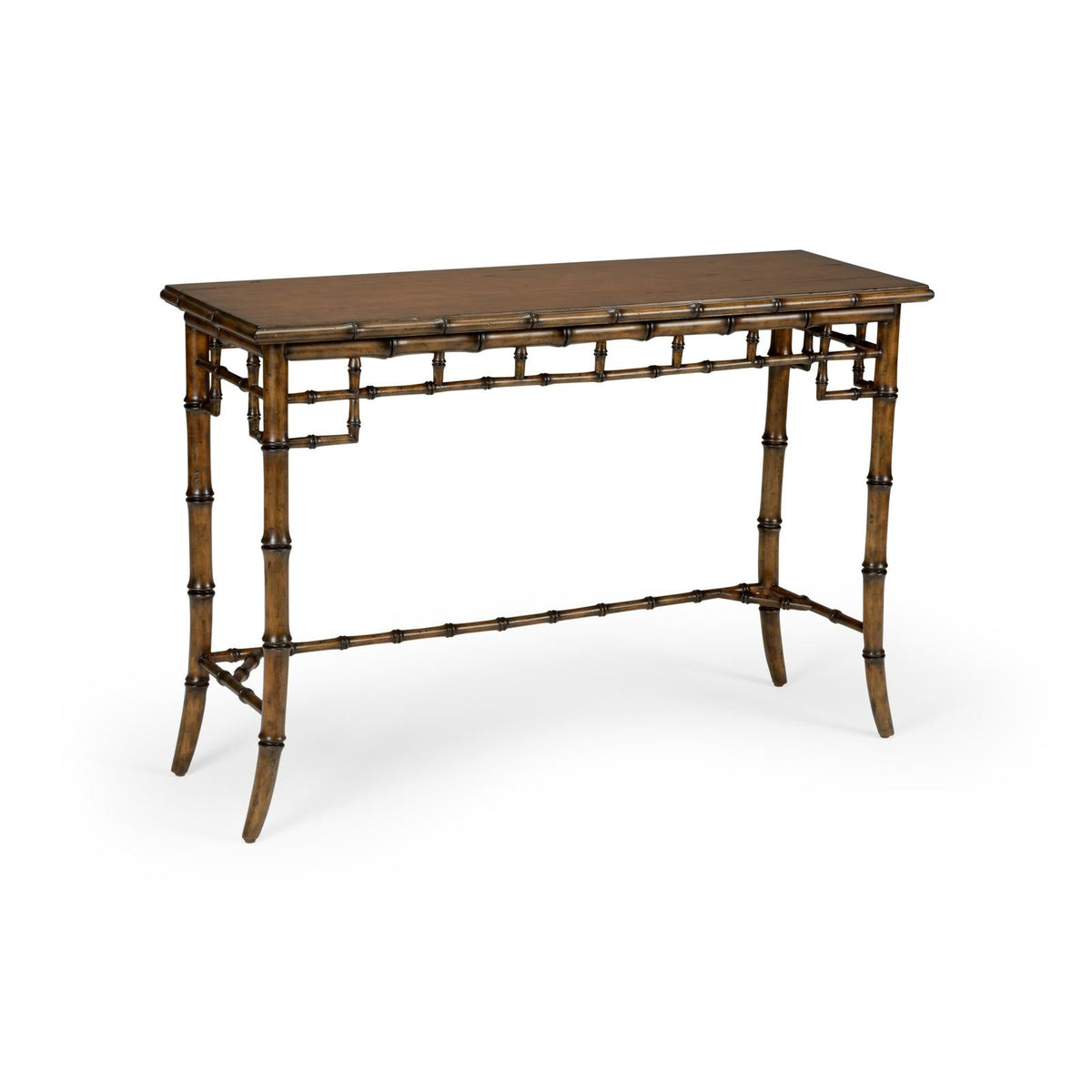 Sheraton Bamboo Console - Walnut, angled view - Starboard Lane
