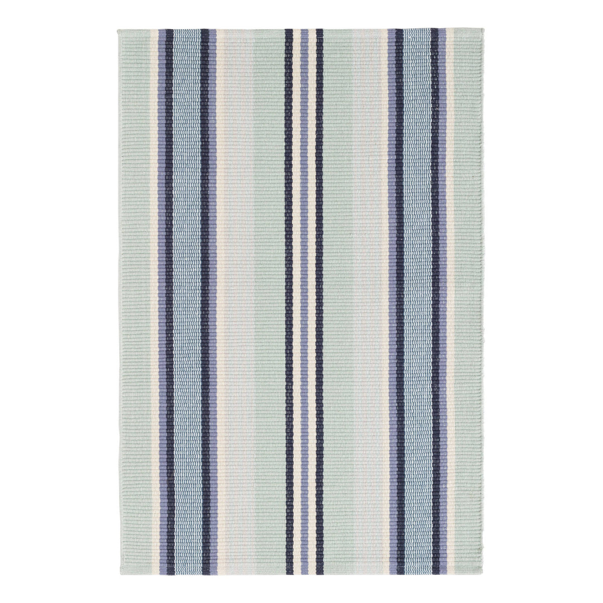 Barbados Stripe Handwoven Cotton Rug - Blue - Starboard Lane