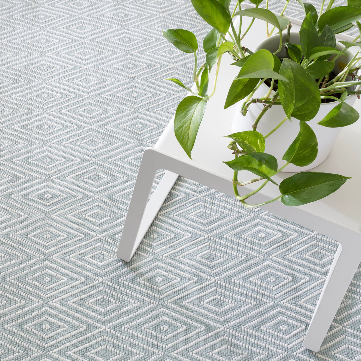 Diamond Indoor/Outdoor Rug, Light Blue/Ivory, detail - Starboard Lane
