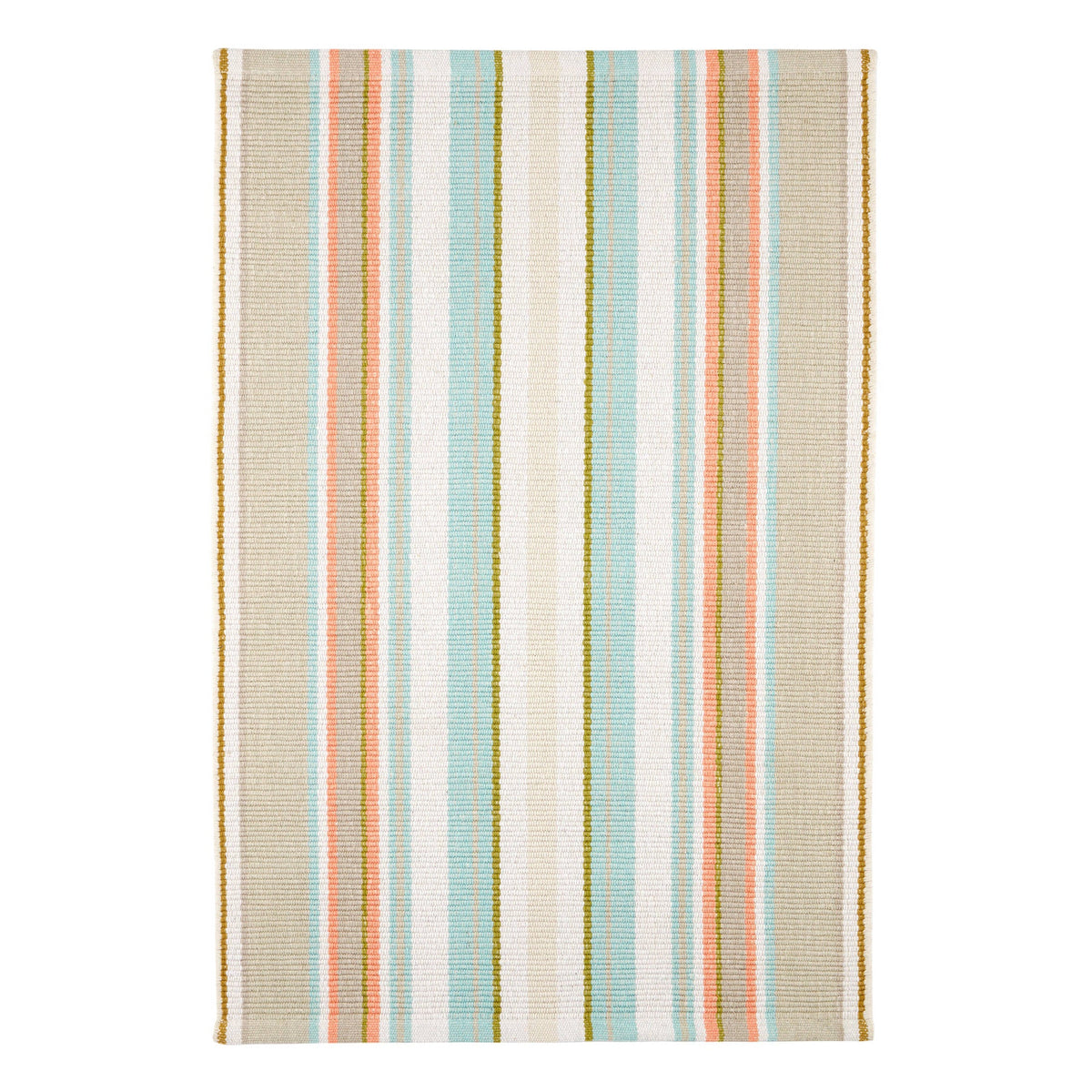 Daphne Stripe Handwoven Cotton Rug, Sky - Starboard Lane