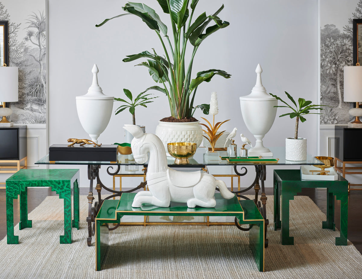 Malachite Cut Corner Table, detail - Starboard Lane