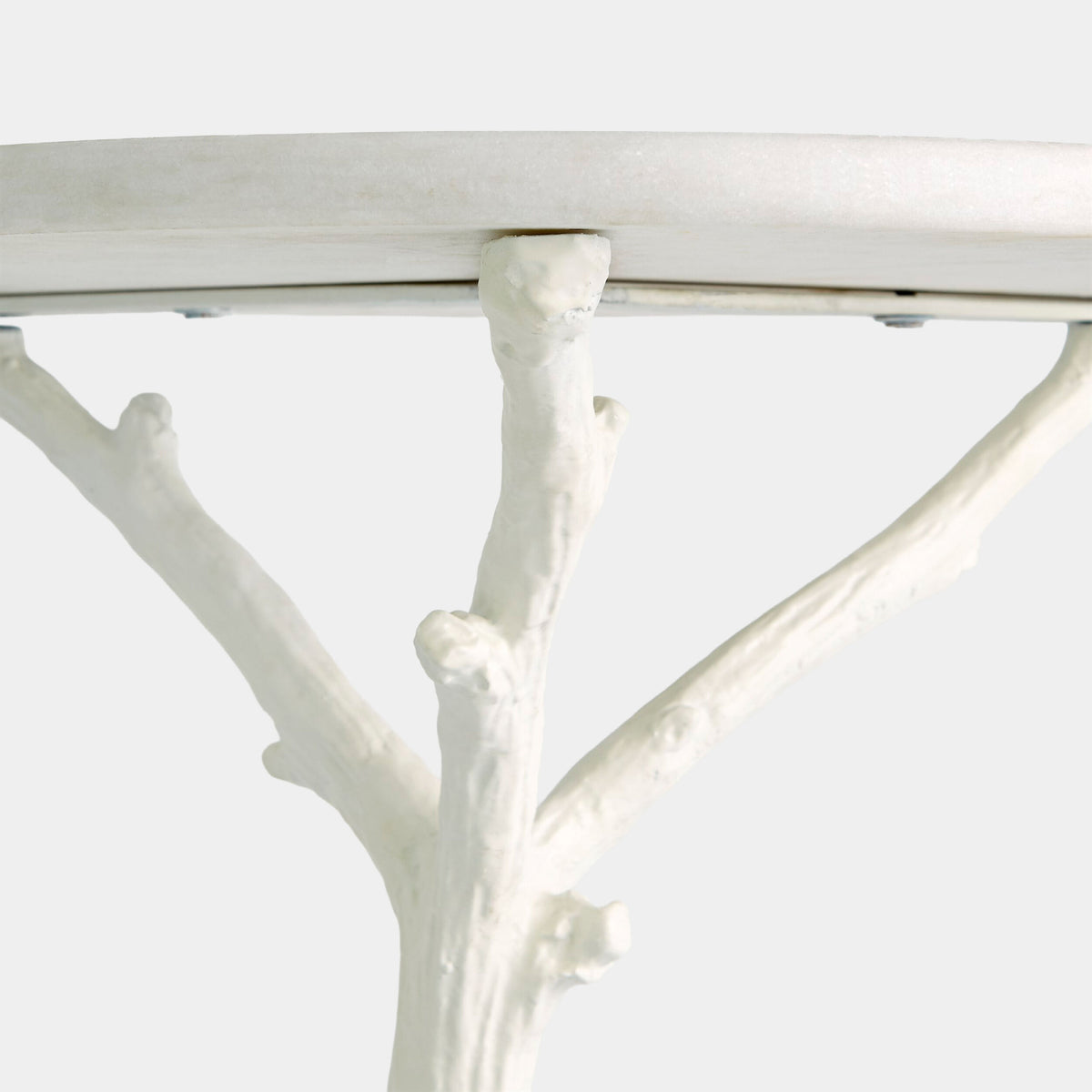 White Faux Bois Side Table, detail - Starboard Lane