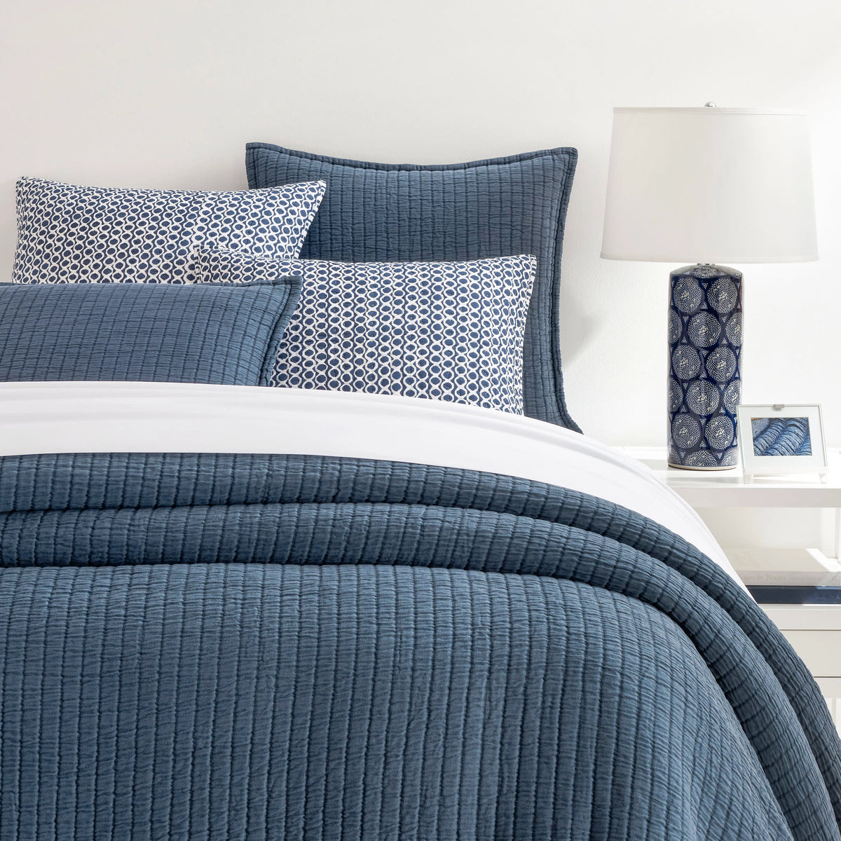 Boyfriend Matelasse Coverlet, Ink - Starboard Lane