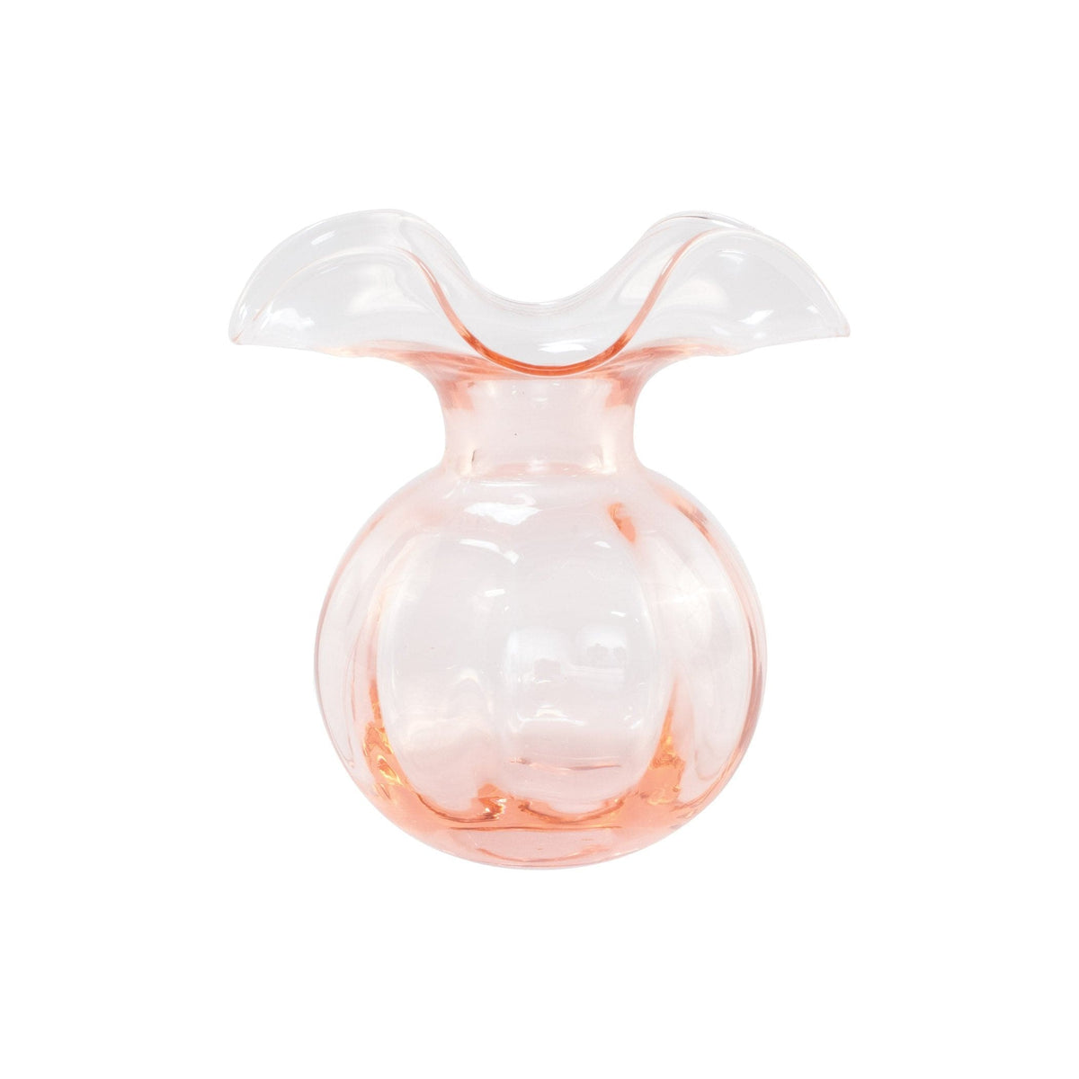 Hibiscus Glass Pink Bud Vase, mouthblown glass with a flared hibiscus-petal rim
