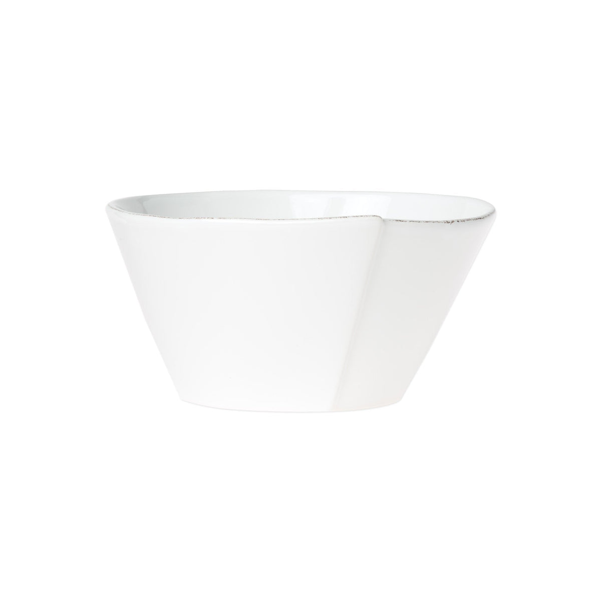Lastra White Medium Stacking Serving Bowl, white Italian stoneware with a rustic edge