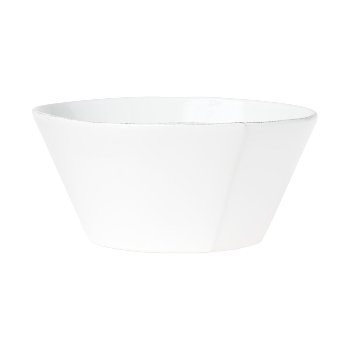 Lastra White Large Stacking Serving Bowl, white Italian stoneware with a rustic edge