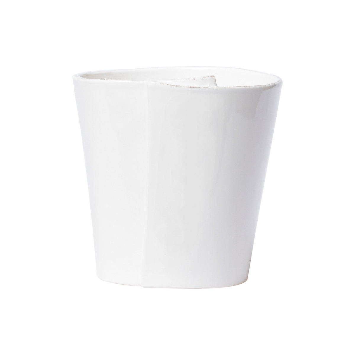 Lastra White Utensil Holder, white Italian stoneware with a rustic edge