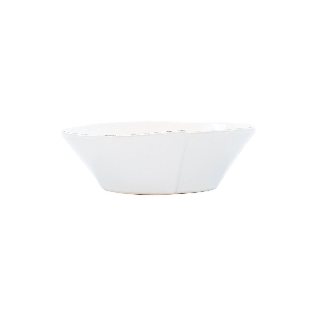 Lastra White Small Oval Bowl, white Italian stoneware with a rustic edge