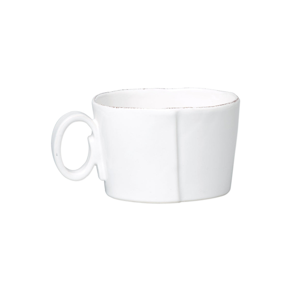 Lastra Jumbo Cup, white Italian stoneware with a rustic edge