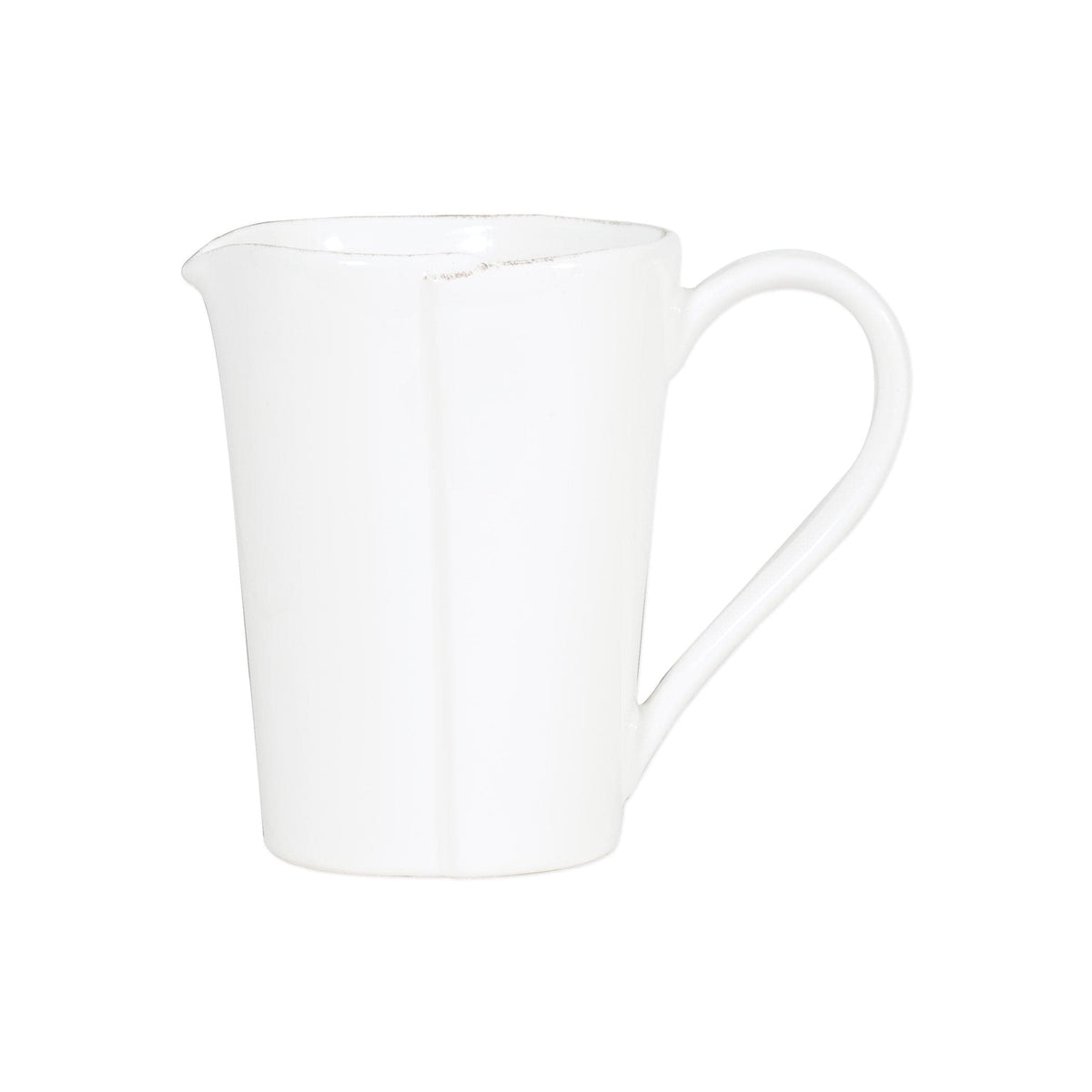 Lastra White Pitcher, white Italian stoneware with a rustic edge