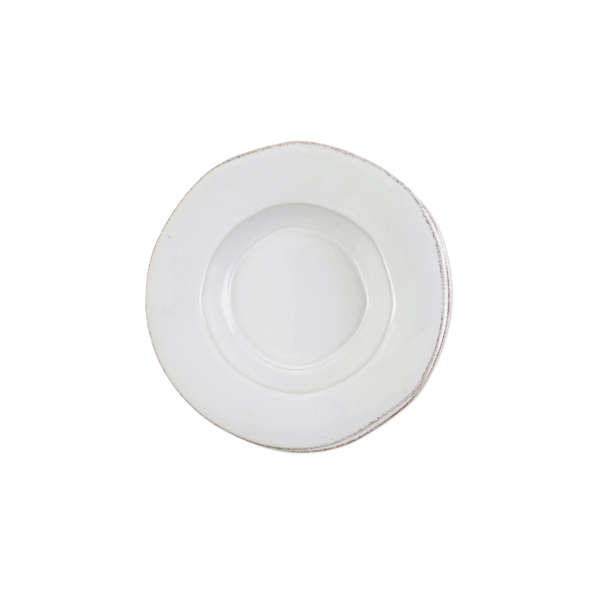 Lastra White Rimmed Pasta Bowl, white Italian stoneware with a rustic edge