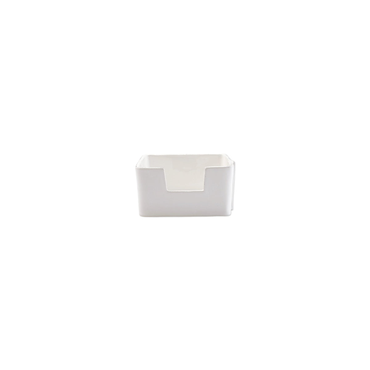 Lastra White Cocktail Napkin Holder, white Italian stoneware with a rustic edge
