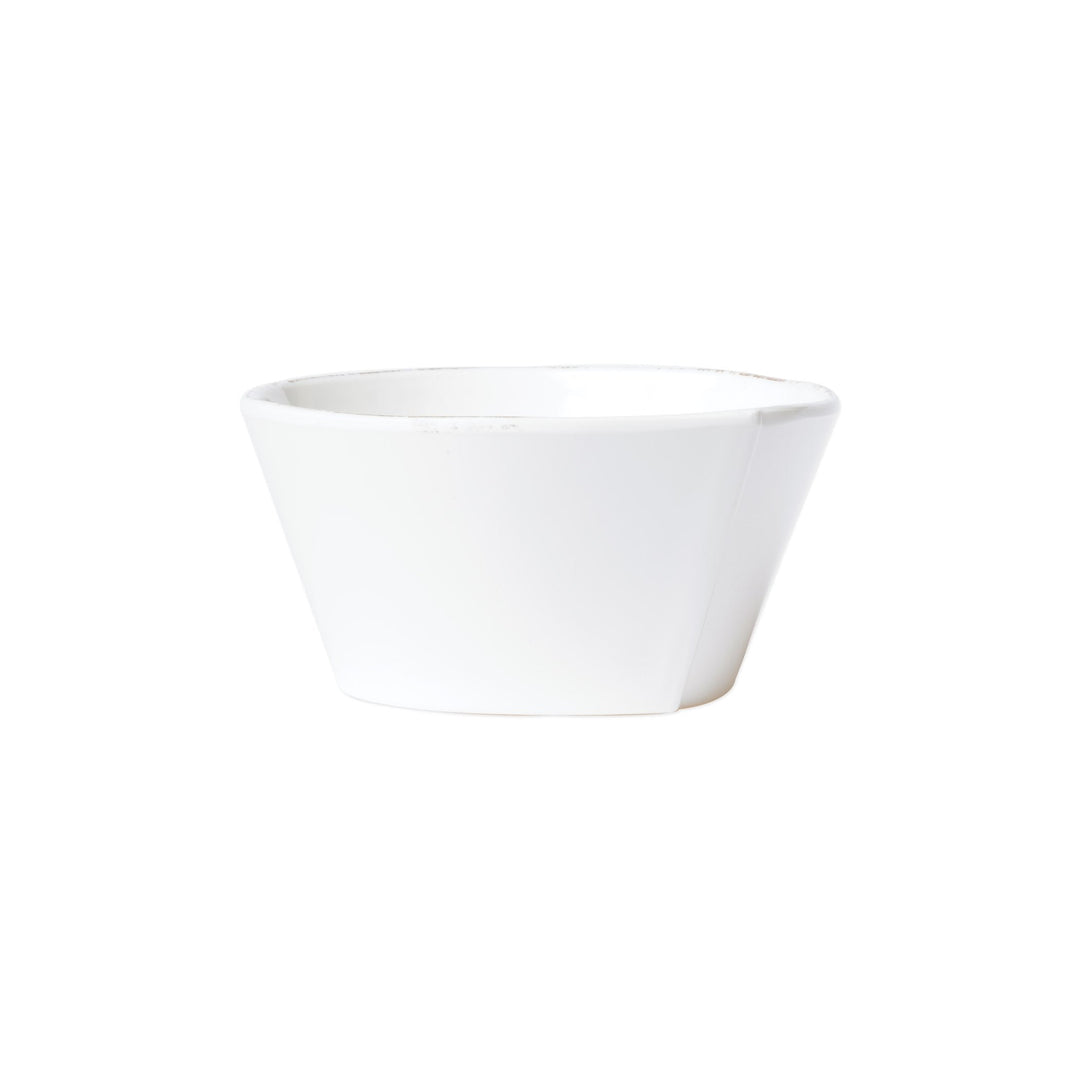 Melamine Lastra White Stacking Cereal Bowl, white melamine with a rustic Lastra edge
