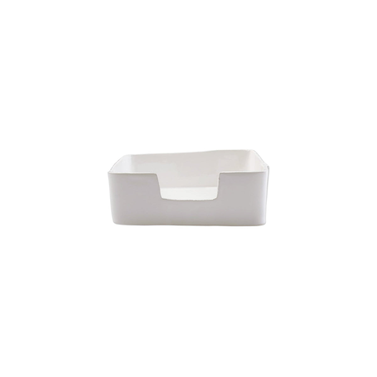 Melamine Lastra White Dinner Napkin Holder, white melamine with a rustic Lastra edge