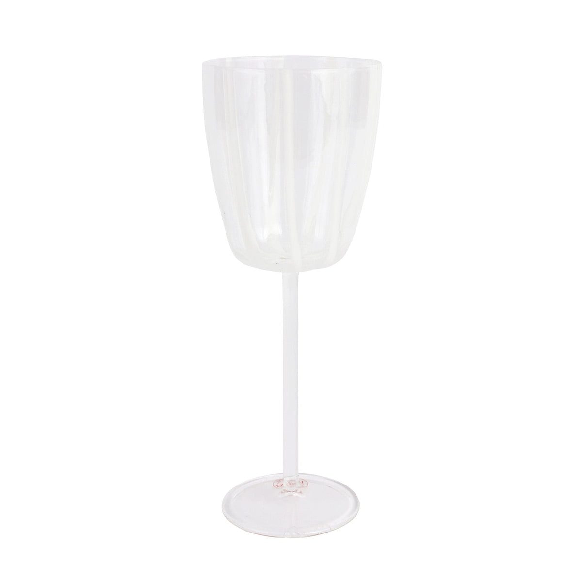 Nuovo Stripe White Wine Glass, mouthblown glass with painterly white stripes