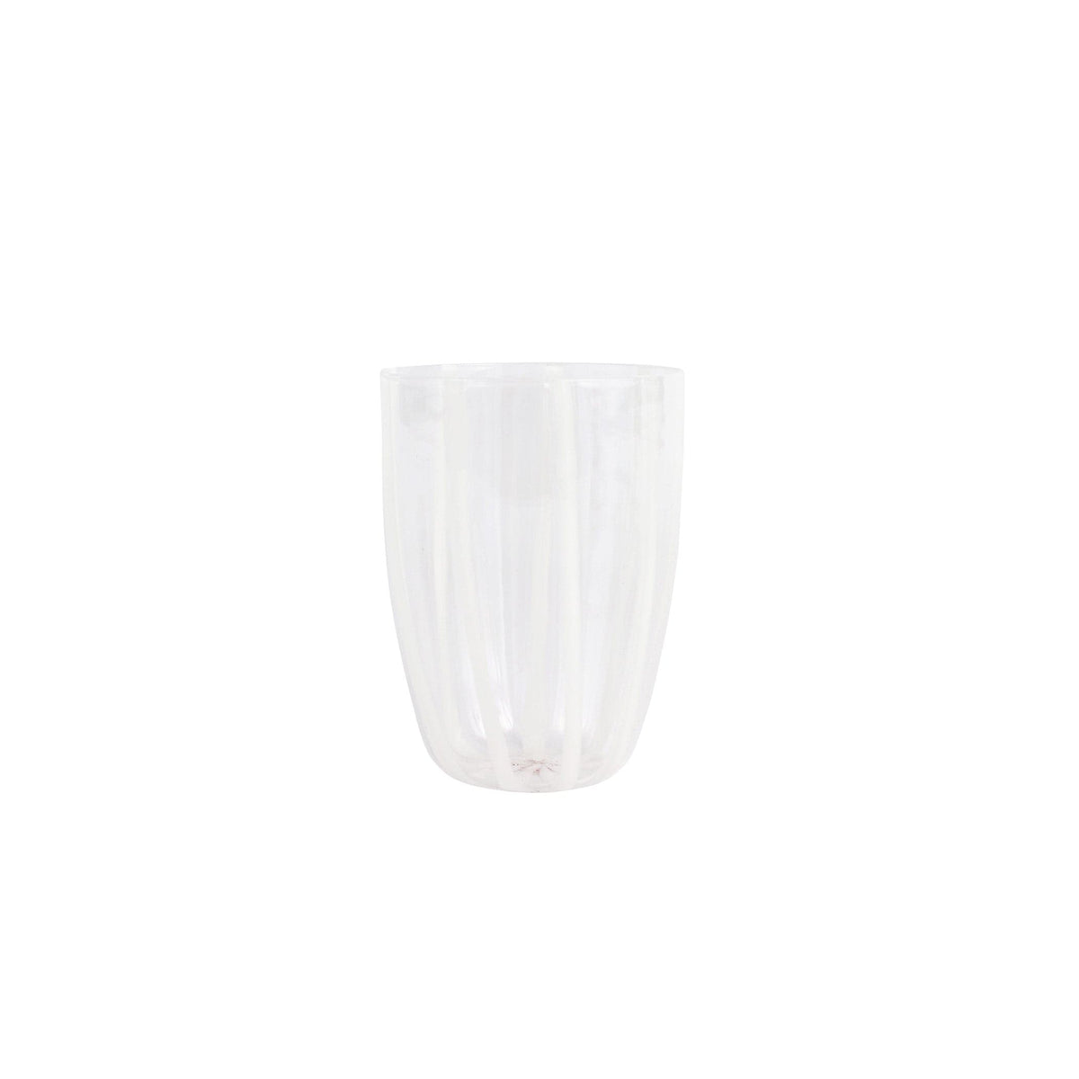 Nuovo Stripe White Tall Tumbler, mouthblown glass with painterly white stripes