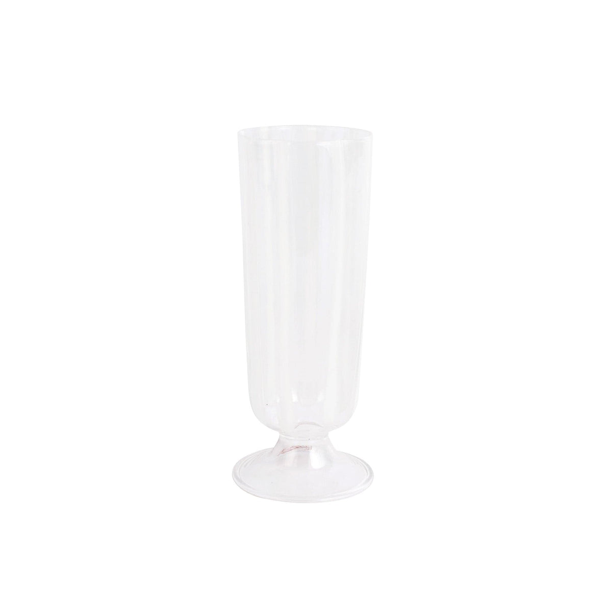 Nuovo Stripe White Champagne Glass, mouthblown glass with painterly white stripes