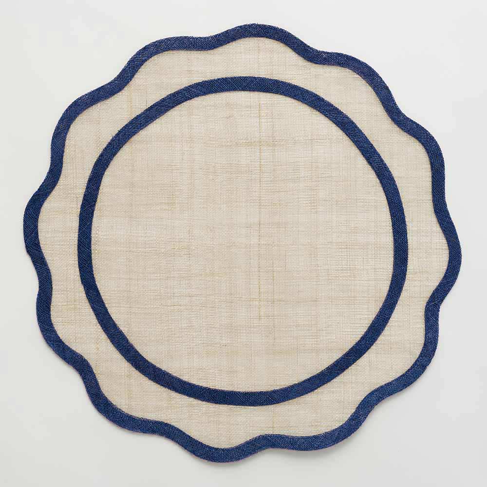 Navy Blue Scalloped Woven Placemat, Set of 4 - Starboard Lane