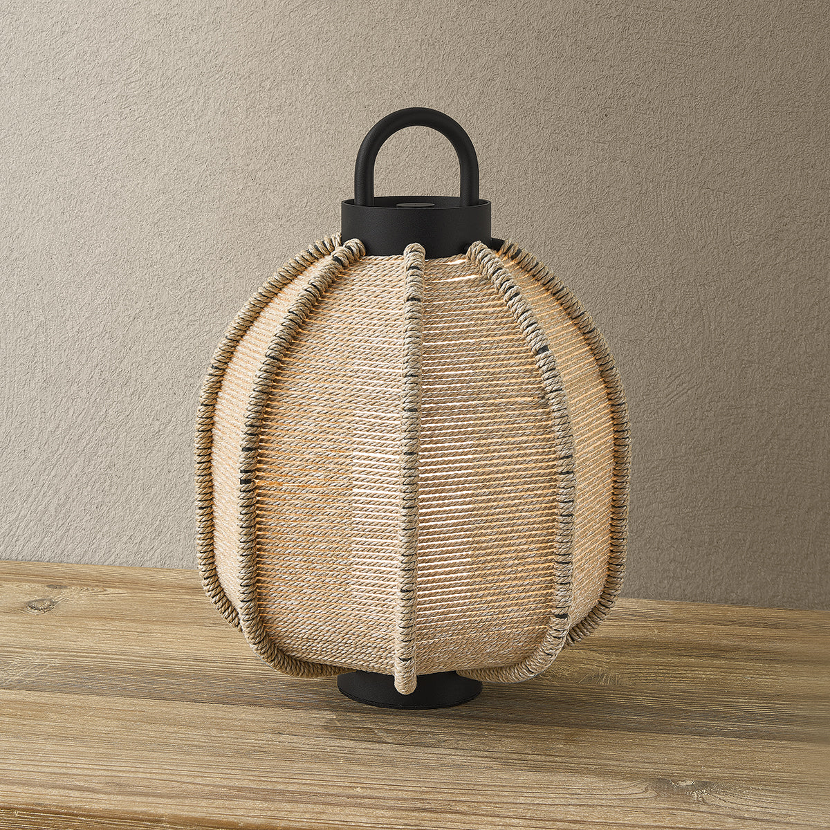 Maltby Exterior Rechargeable Table Lamp, Small, styled view - Starboard Lane