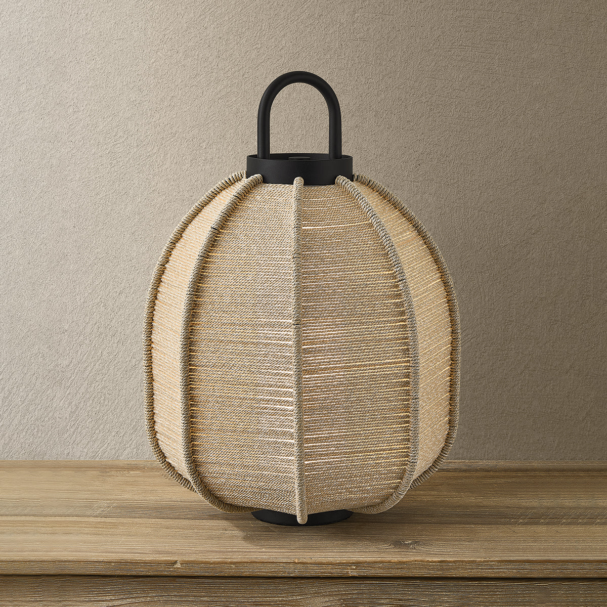 Maltby Exterior Rechargeable Table Lamp, Large, styled view - Starboard Lane