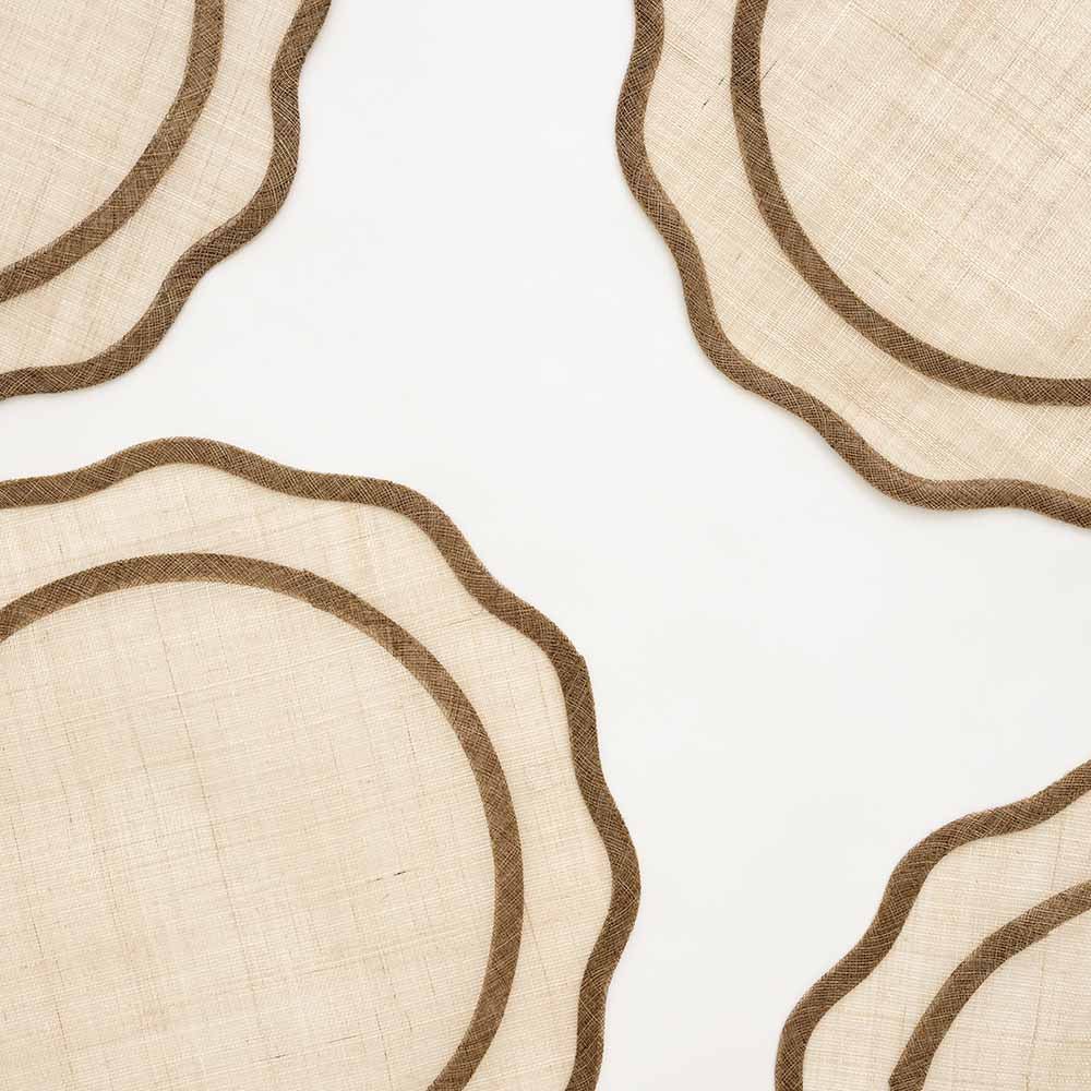 Brown Scalloped Woven Placemat, Set of 4 - Starboard Lane