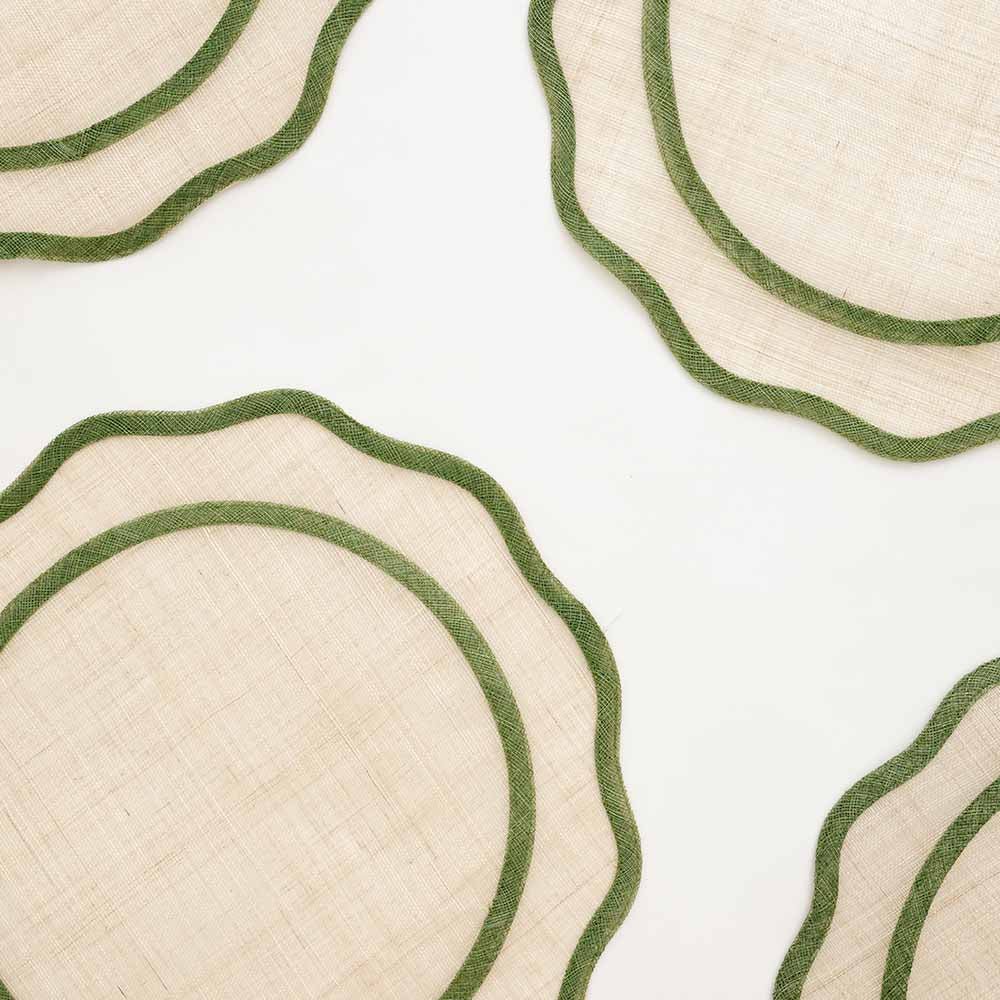 Green Scalloped Woven Placemat, Set of 4 - Starboard Lane