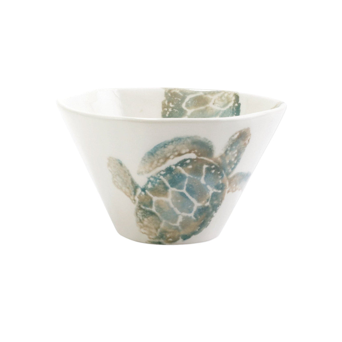 Tartaruga Cereal Bowl, hand-painted aqua and taupe sea turtle