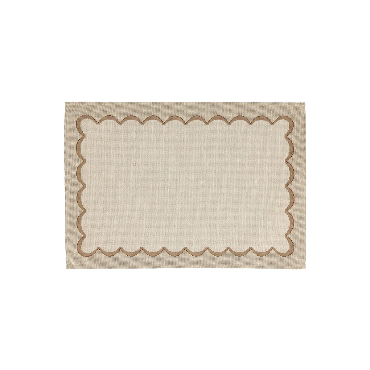 Tavola Natural Scalloped Placemats - Set of 4, jacquard scalloped border