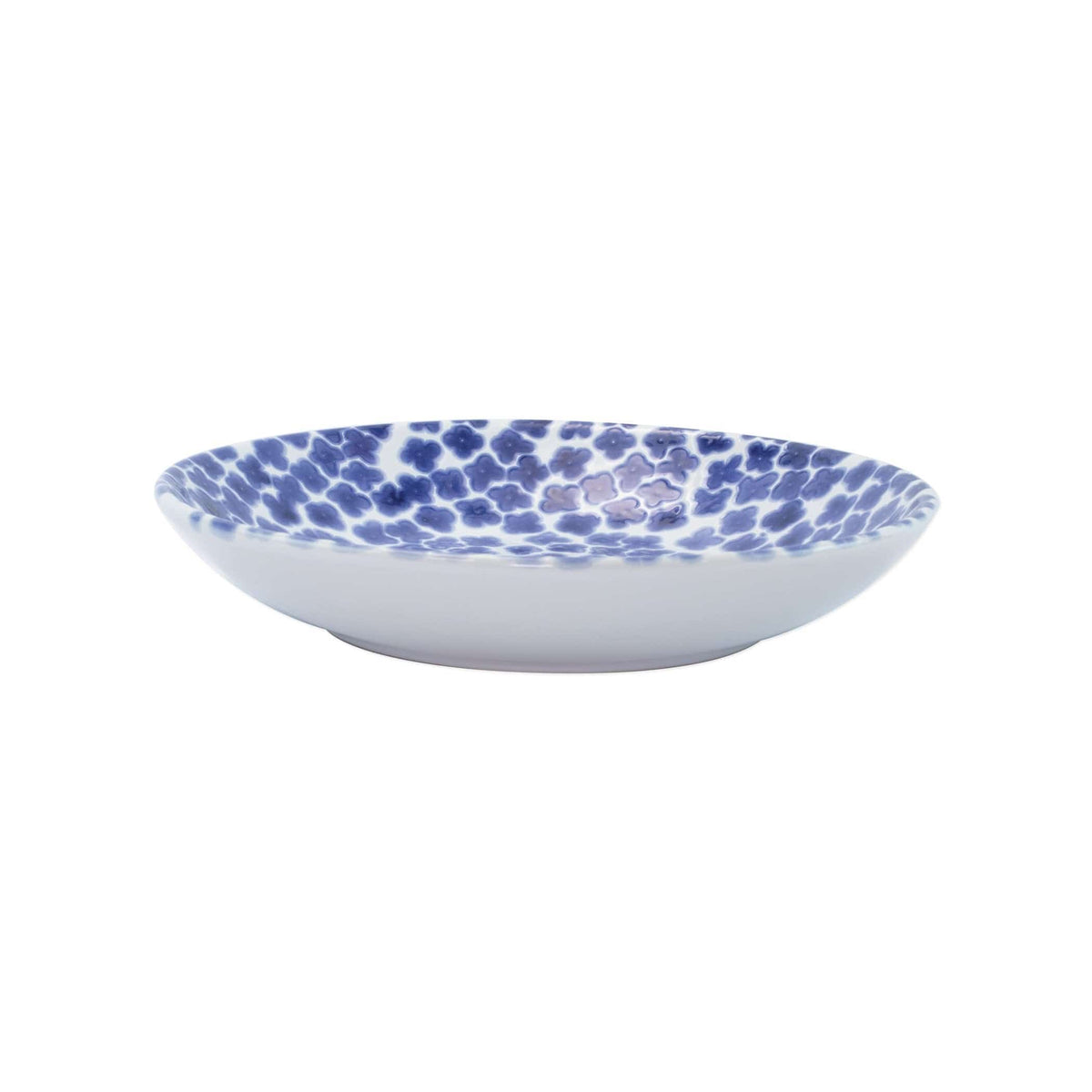 Santorini Flower Pasta Bowl, hand-painted tiny blue flowers packed edge to edge