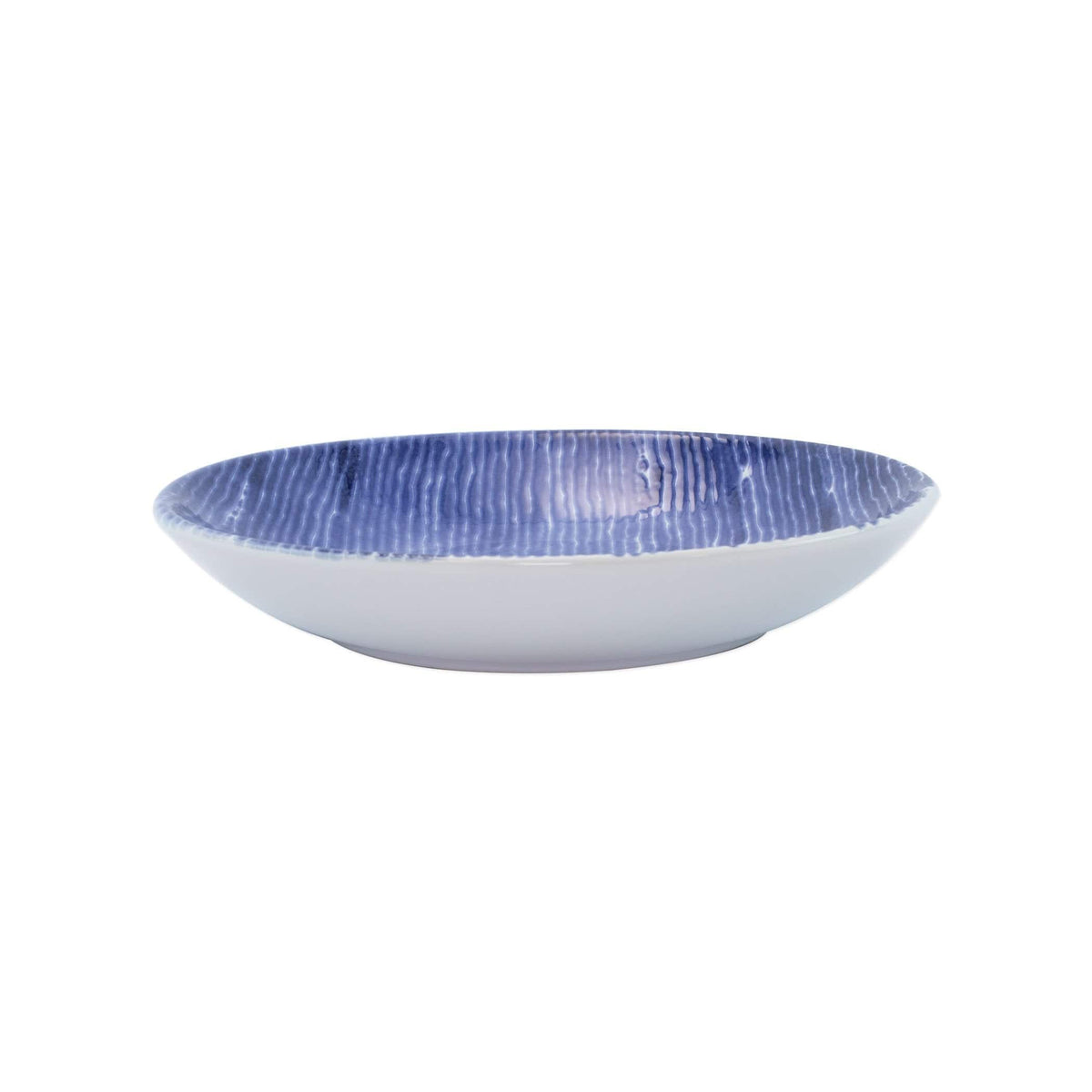 Santorini Stripe Pasta Bowl, hand-painted fine, painterly blue stripes