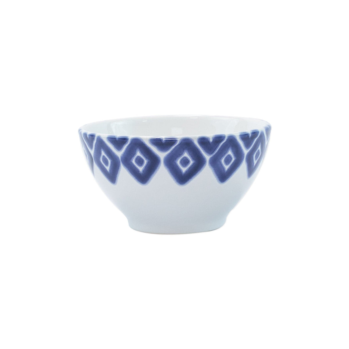 Santorini Diamond Cereal Bowl, hand-painted a blue and white diamond pattern