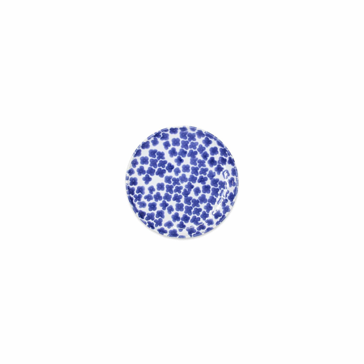 Santorini Flower Cocktail Plate, hand-painted tiny blue flowers packed edge to edge