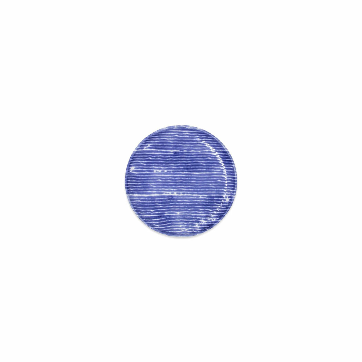 Santorini Stripe Cocktail Plate, hand-painted fine, painterly blue stripes
