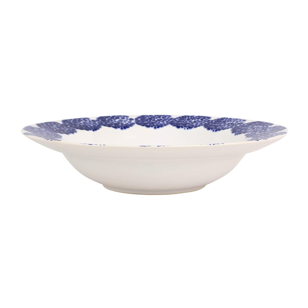 Santorini Rimmed Serving Bowl, hand-painted crisp blue and white designs