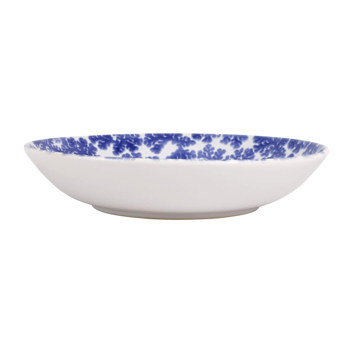 Santorini Coral Serving Bowl, hand-painted a lacy band of blue coral