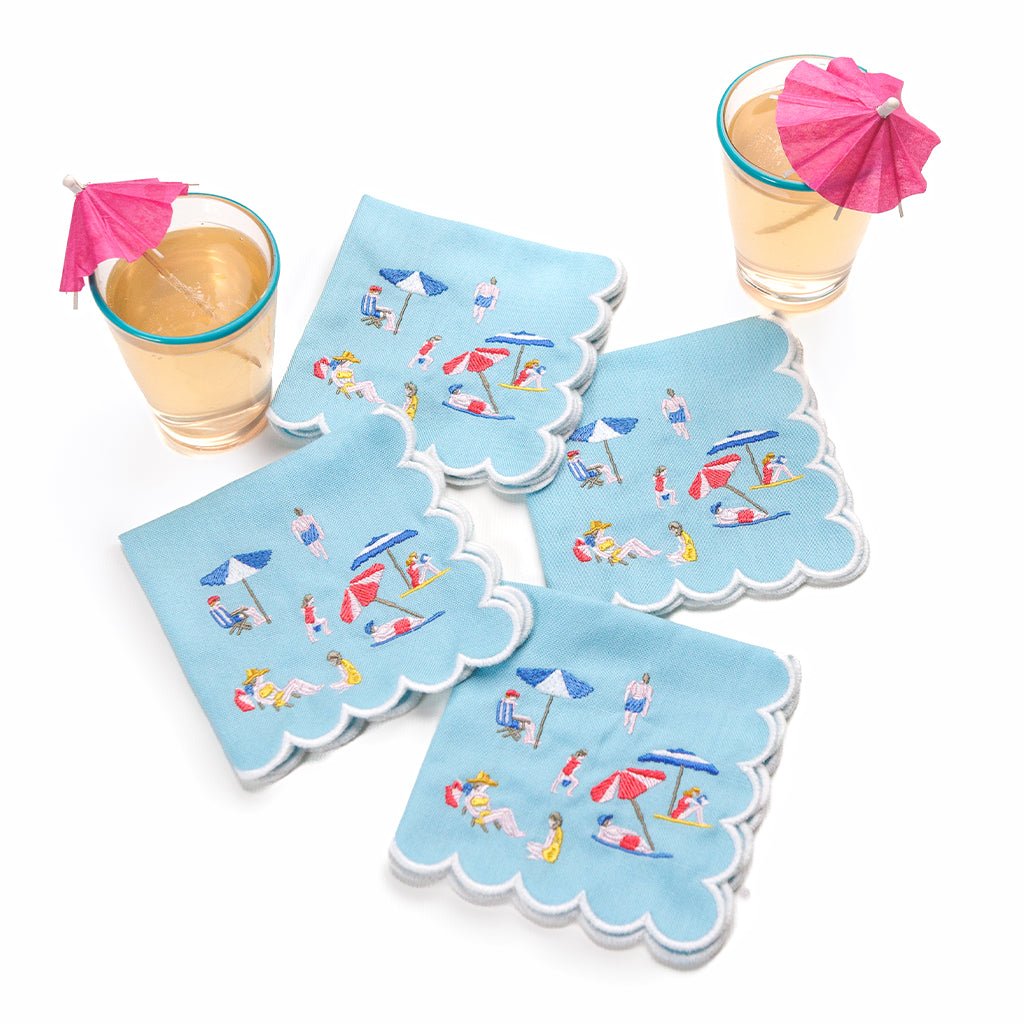 Day at the Beach Cocktail Napkin, Set of 4 - Starboard Lane