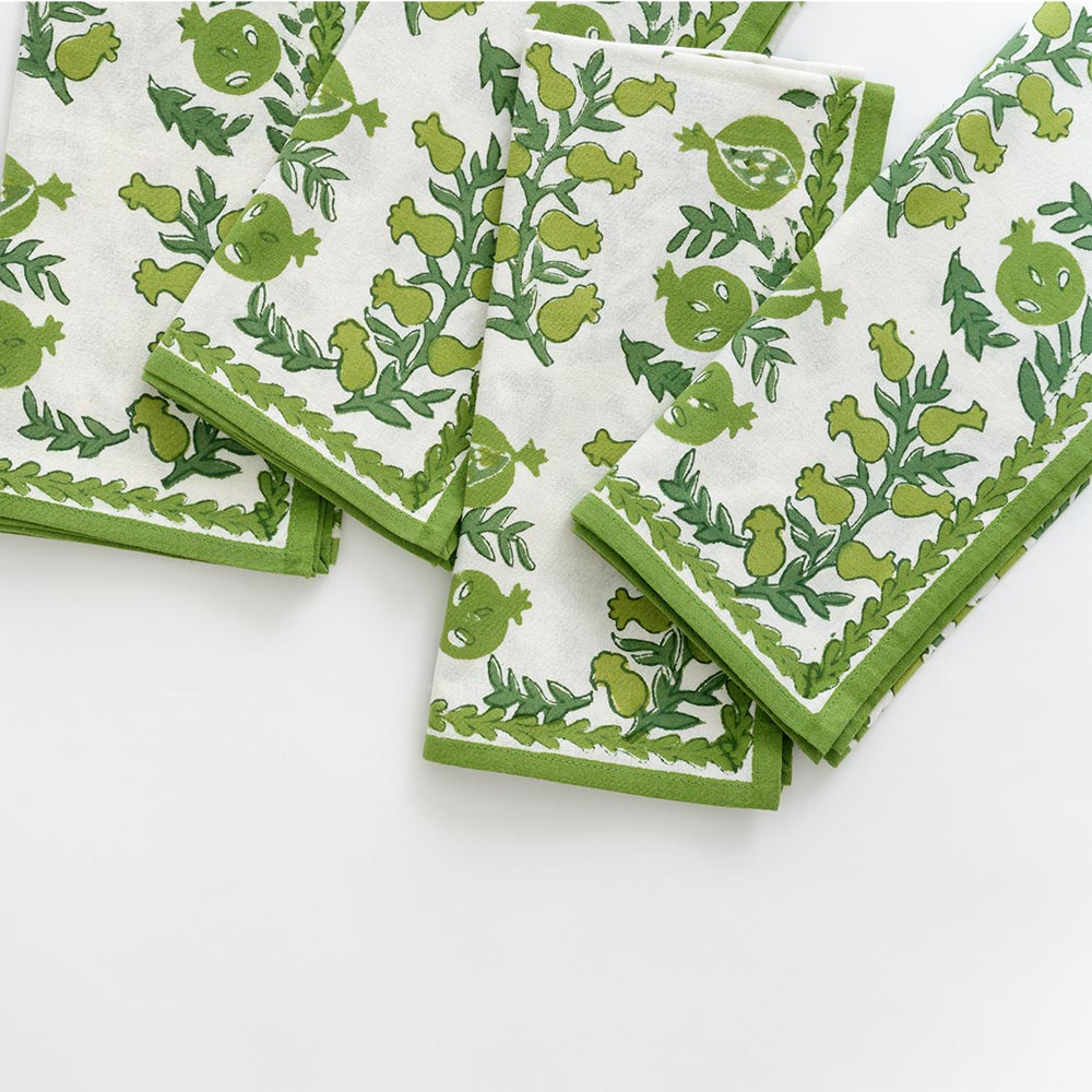 Pom Bells Green Napkin, Set of 4 - Starboard Lane