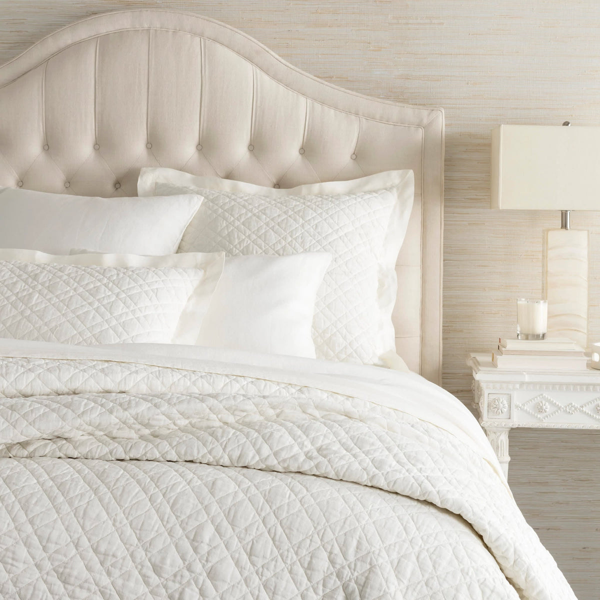 Washed Linen Quilt, Ivory - Starboard Lane