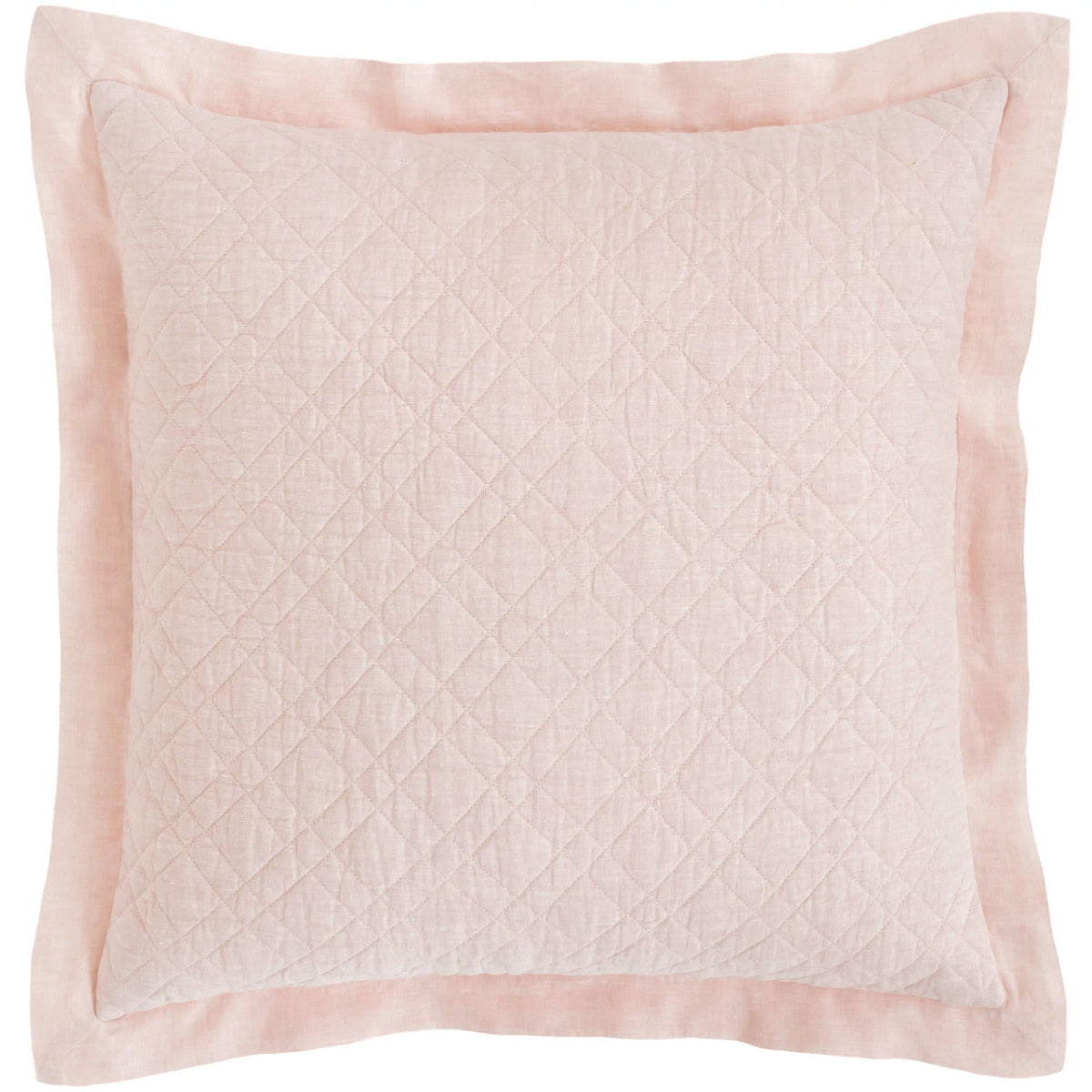 Washed Linen Quilted Sham, Slipper Pink - Starboard Lane