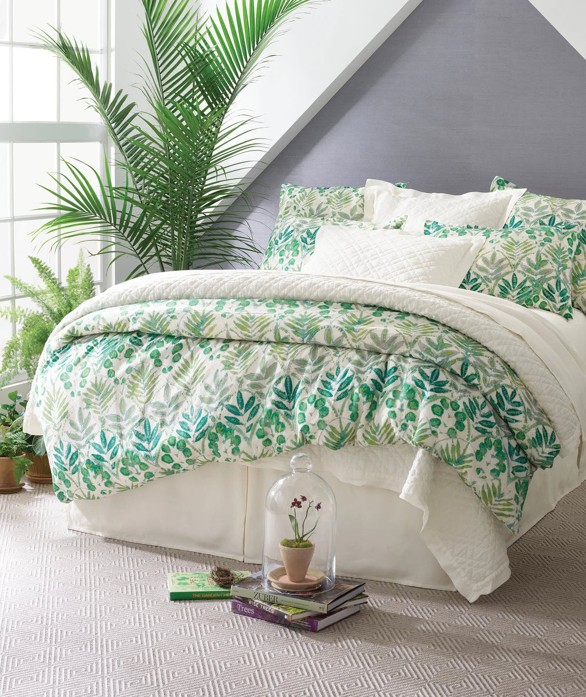 Washed Linen Quilt, Ivory, styled on the bed - Starboard Lane