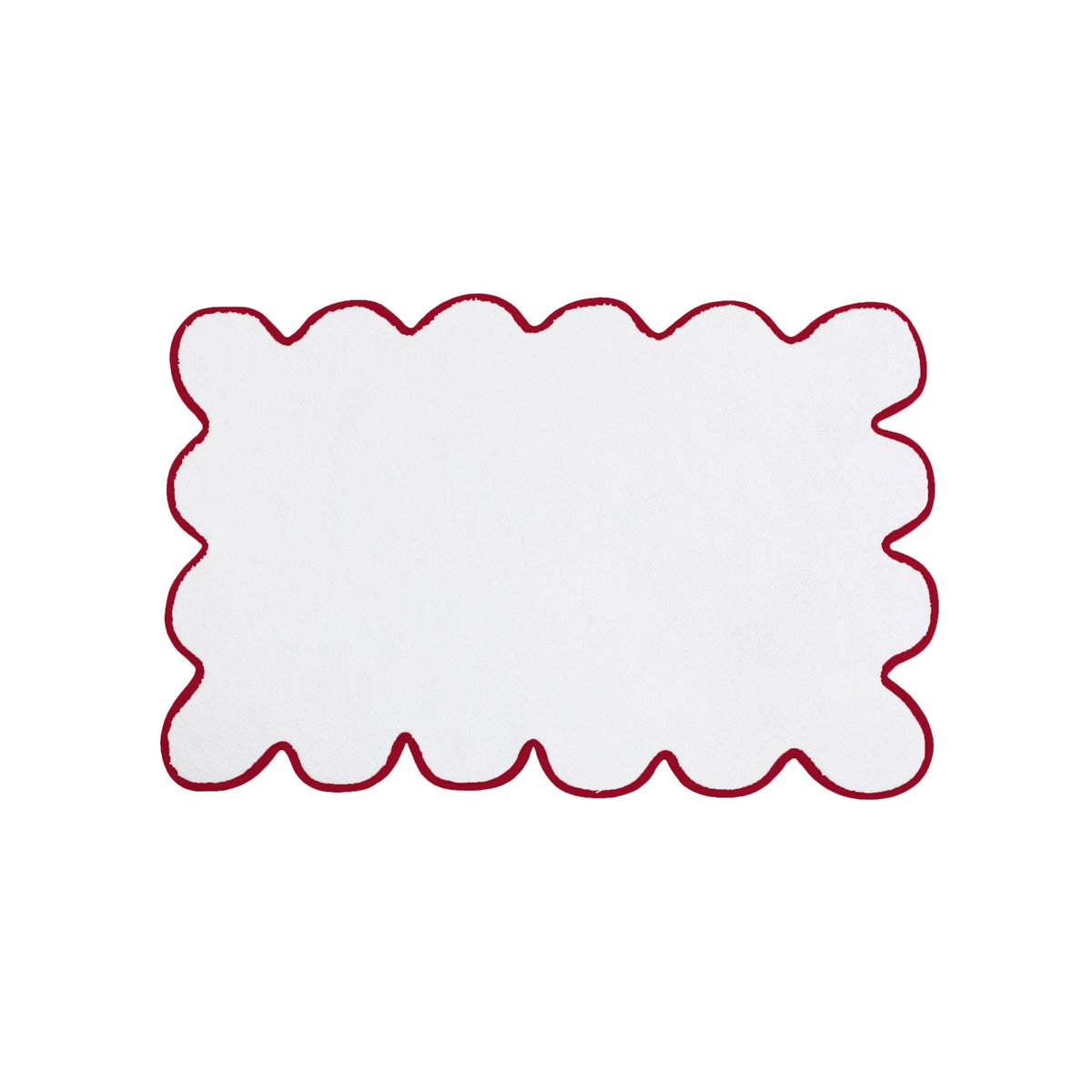 Chairish Scalloped Bath Mats in White / Red