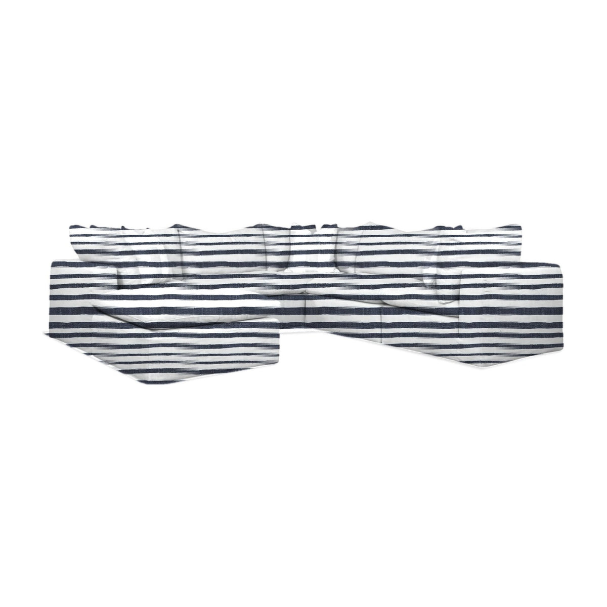 Coki Modular Ottoman, Shoreline Stripe – Indigo Tide - Starboard Lane