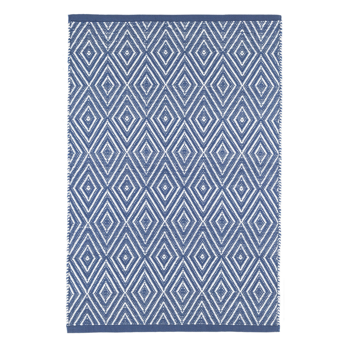 Diamond Indoor/Outdoor Rug, Denim/White - Starboard Lane